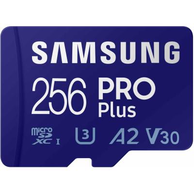 Samsung PRO Plus microSD Memory Card + Adapter, 256GB microSDXC, Up to 180 MB/s, Full HD & 4K UHD, UHS I, C10, U3, V30, A2, for Android Smartphones, Tablets, GoPRO, and DJI Drone (MB MD256SA/AM)