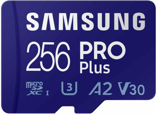 Samsung PRO Plus microSD Memory Card + Adapter, 256GB microSDXC, Up to 180 MB/s, Full HD & 4K UHD, UHS I, C10, U3, V30, A2, for Android Smartphones, Tablets, GoPRO, and DJI Drone (MB MD256SA/AM)