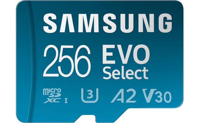SAMSUNG EVO Select Micro SD-Memory-Card + Adapter, 256GB microSDXC 130MB/s Full HD & 4K UHD, UHS-I, U3, A2, V30, Expanded Storage for Android Smartphones, Tablets, Nintendo-Switch (MB-ME256KA/AM)