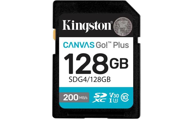 Kingston Canvas Go Plus 128GB SD Card | Up to 200MB/s | Class 10, UHS-I, U3, V30 | SDG4/128GB