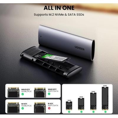 UGREEN 90264 10Gbps M.2, 10Gbps M.2 NVMe SATA Enclosure, Safe & Stable.