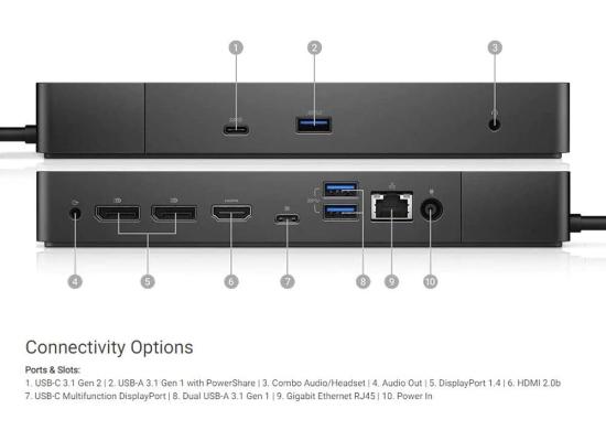 Dell WD19S 130W Docking Station (with 90W Power Delivery) USB-C, HDMI, Dual DisplayPort, black