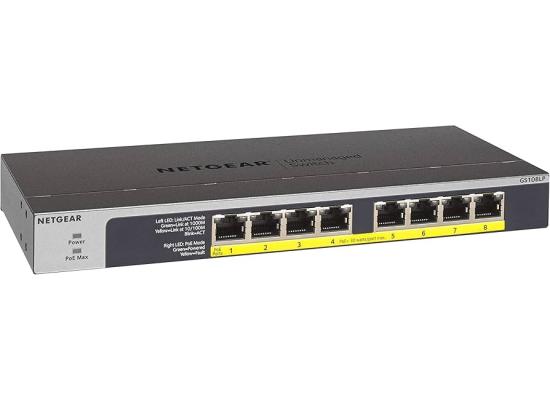 NETGEAR (GS108LP) 8-Port Gigabit Ethernet Unmanaged PoE/PoE+ Switch 60W Upgradeable, Desktop, Wall Mount or Rackmount