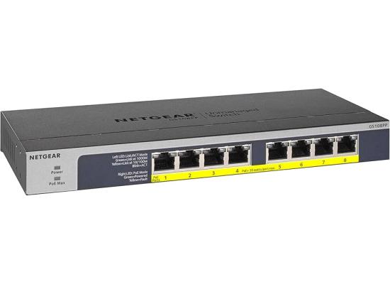 NETGEAR 8-Port Gigabit Ethernet Unmanaged PoE Switch (GS108PP) - with 8 x PoE+ @ 123W Upgradeable, Desktop, Wall Mount or Rackmount, and Limited Lifetime Protection