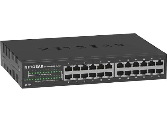 NETGEAR 24-Port Gigabit Ethernet Unmanaged Switch (GS324) - Desktop, Wall, or Rackmount, Silent Operation