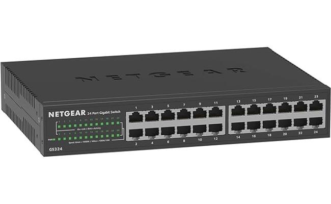 NETGEAR 24-Port Gigabit Ethernet Unmanaged Switch (GS324) - Desktop, Wall, or Rackmount, Silent Operation