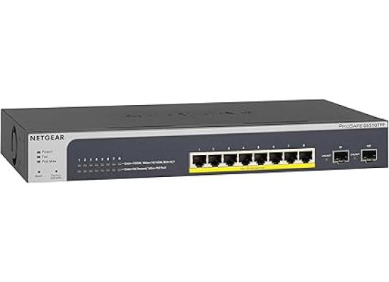 NETGEAR 10-Port PoE Gigabit Ethernet Smart Switch (GS510TPP) - Managed, with 8 x PoE+ @ 190W, 2 x 1G SFP, Desktop or Rackmount, and Limited Lifetime Protection