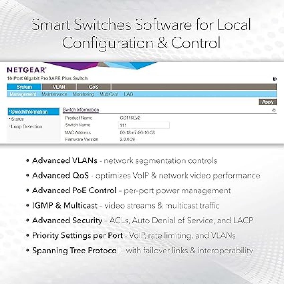 NETGEAR 10-Port PoE Gigabit Ethernet Smart Switch (GS510TPP) - Managed, with 8 x PoE+ @ 190W, 2 x 1G SFP, Desktop or Rackmount, and Limited Lifetime Protection