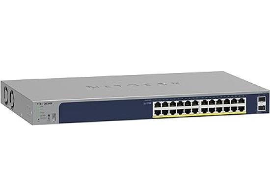 NETGEAR 26-Port PoE Gigabit Ethernet Smart Switch (GS724TP) - Managed, 24 x 1G, 24 x PoE+ @ 190W, 2 x 1G SFP, Optional Insight Cloud Management, Desktop or Rackmount, and Limited Lifetime Protection