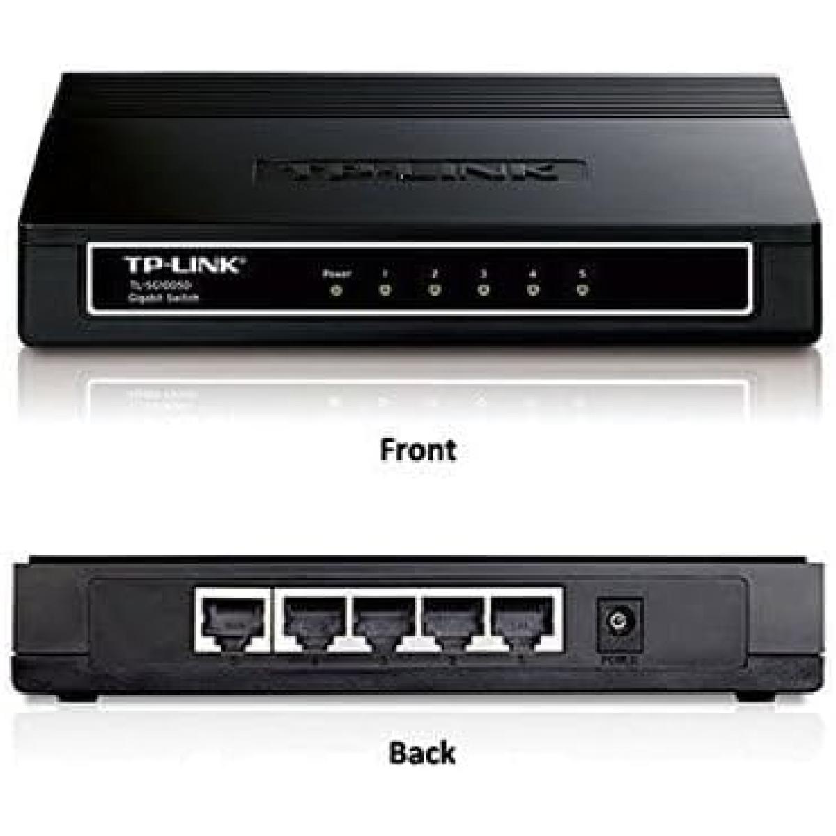 TP-Link 5 Port Gigabit Ethernet Network Switch | Plug and Play | Desktop or Wall-Mount | Plastic Case Ethernet Splitter | Fanless | Traffic Optimization | Unmanaged (TL-SG1005D),Black