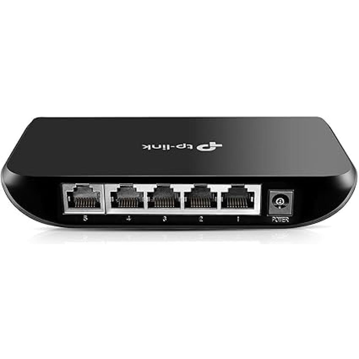 TP-Link 5 Port Gigabit Ethernet Network Switch | Plug and Play | Desktop or Wall-Mount | Plastic Case Ethernet Splitter | Fanless | Traffic Optimization | Unmanaged (TL-SG1005D),Black