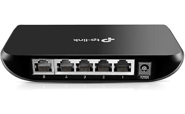 TP-Link 5 Port Gigabit Ethernet Network Switch | Plug and Play | Desktop or Wall-Mount | Plastic Case Ethernet Splitter | Fanless | Traffic Optimization | Unmanaged (TL-SG1005D),Black