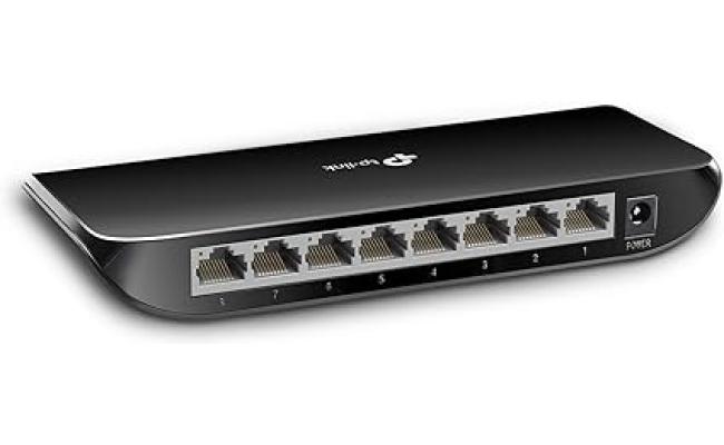 TP-Link 8 Port Gigabit Ethernet Network Switch | Plug and Play | Desktop or Wall-Mount | Plastic Case Ethernet Splitter | Fanless | Traffic Optimization | Unmanaged (TL-SG1008D),Black