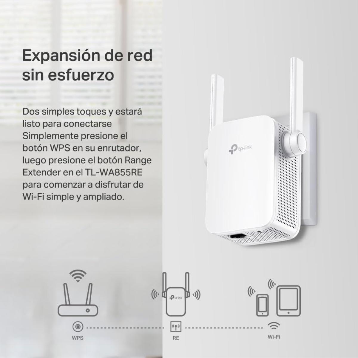 TP-Link N300 WiFi Extender(TL-WA855RE)-WiFi Range Extender, up to 300Mbps speed, Wireless Signal Booster and Access Point, Single Band 2.4Ghz Only