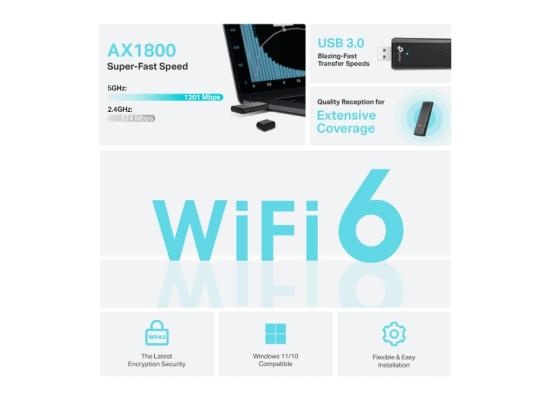 TP-Link Archer TX20U AX1800 Dual Band Wi-Fi 6 Wireless USB Adapter, SuperSpeed USB 3.0, Lower Latency Gameplay