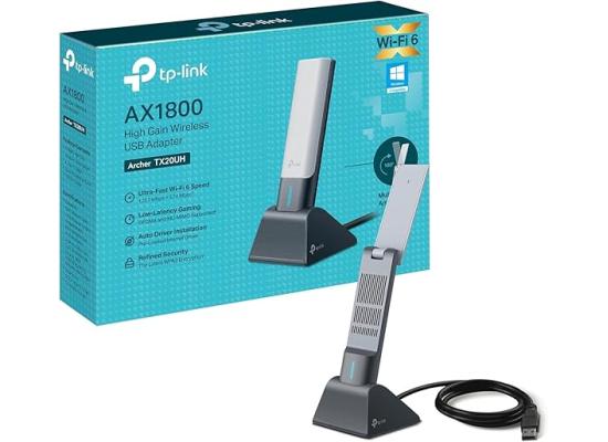 TP-Link Wi-Fi 6 AX1800 High Gain Dual-Band Wireless USB Adapter, Wi-Fi dongle,1.2-meter USB 3.0 cable, Low-Latency Gaming, Supports Windows 10/11, WPA3, Easy Installation (Archer TX20UH)