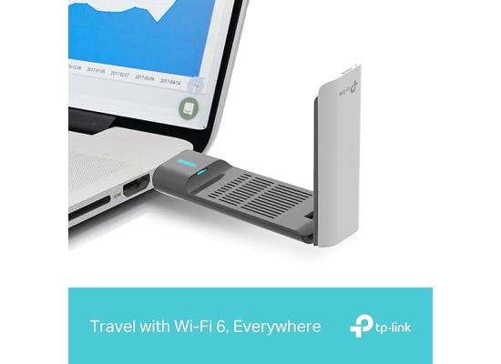 TP-Link AX3000 Wi-Fi 6 High Gain Wireless USB 3.0 Adapter, Dual-Band, Auto Driver, MU-MIMO, Low- Latency, 1.2m Cable, Supports Windows 10/11, Highly Secure WPA3 (Archer TX50UH), Black