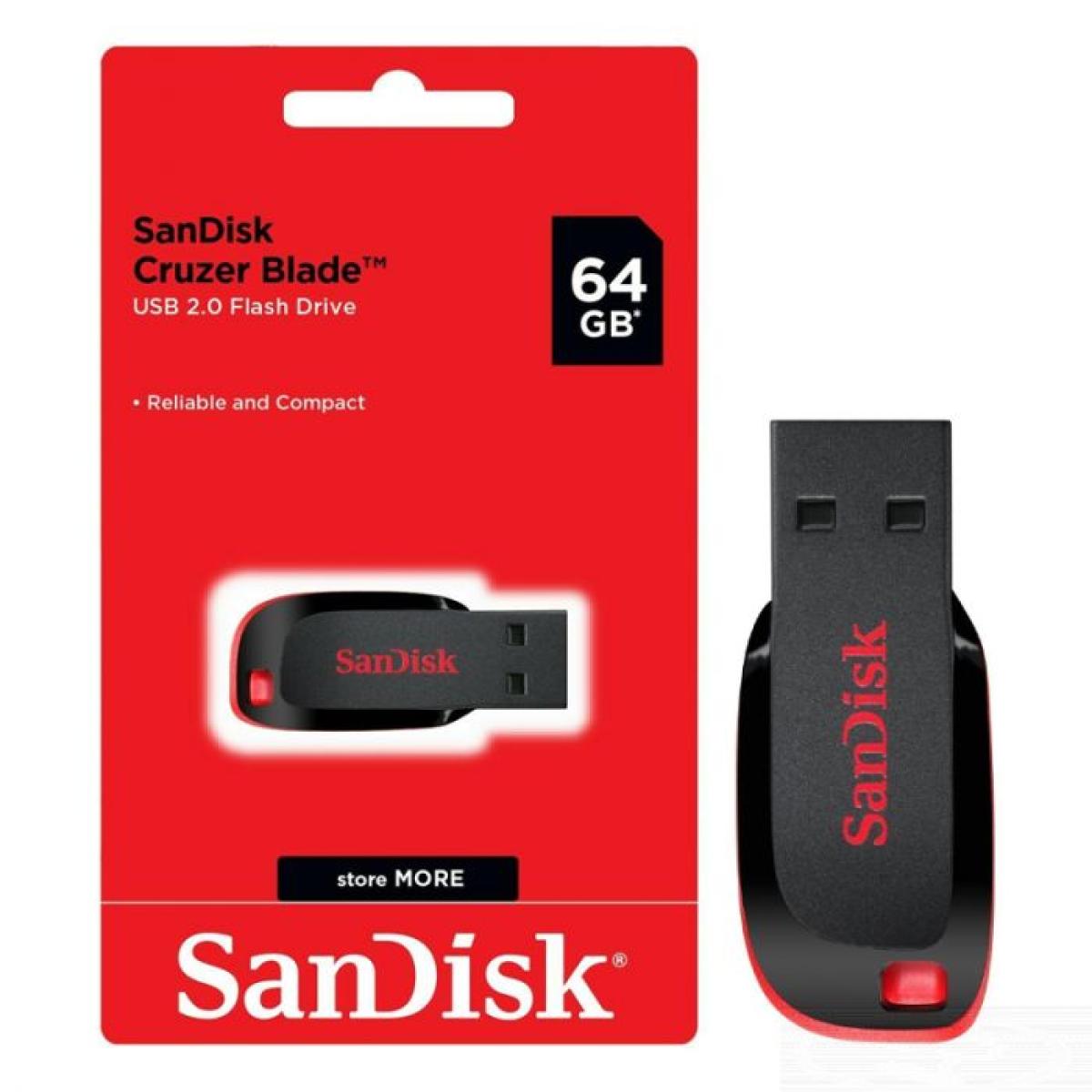 SanDisk Cruzer Blade USB 2.0 Compact Flash Drive - 64GB