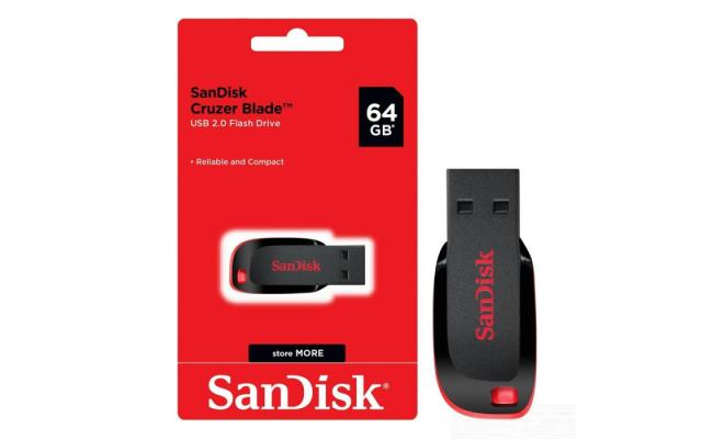 SanDisk Cruzer Blade USB 2.0 Compact Flash Drive - 64GB