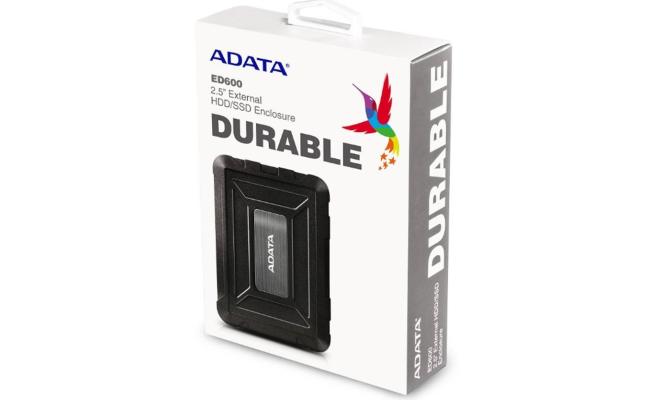 ADATA ED600 2.5 HDD/SSD External Enclosure, USB 3.2 For High Speed Data Transfer, One-Key Switch & Tool-free! Instant Installation, Waterproof Shockproof Dust Proof