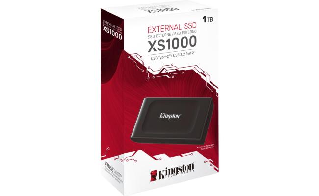 Kingston XS1000 1TB USB Type-C To Type-A (3.2 Gen 2) Portable External Solid State Drive (SSD) Up to 1050MB/s Read & Write