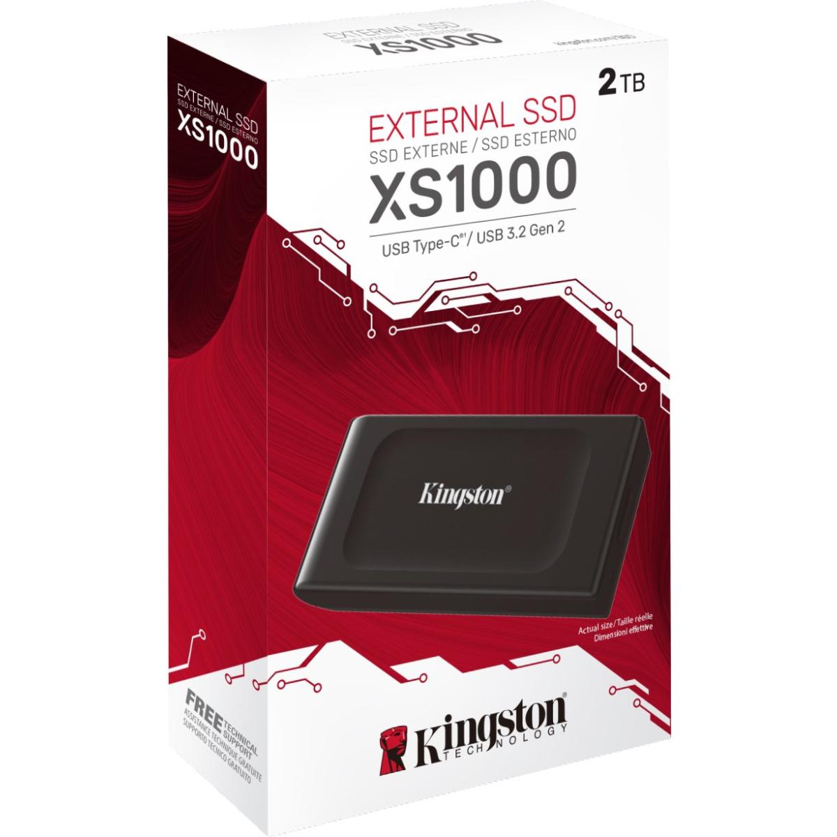 Kingston XS1000 2TB USB Type-C To Type-A (3.2 Gen 2) Portable External Solid State Drive (SSD) Up to 1050MB/s Read & Write