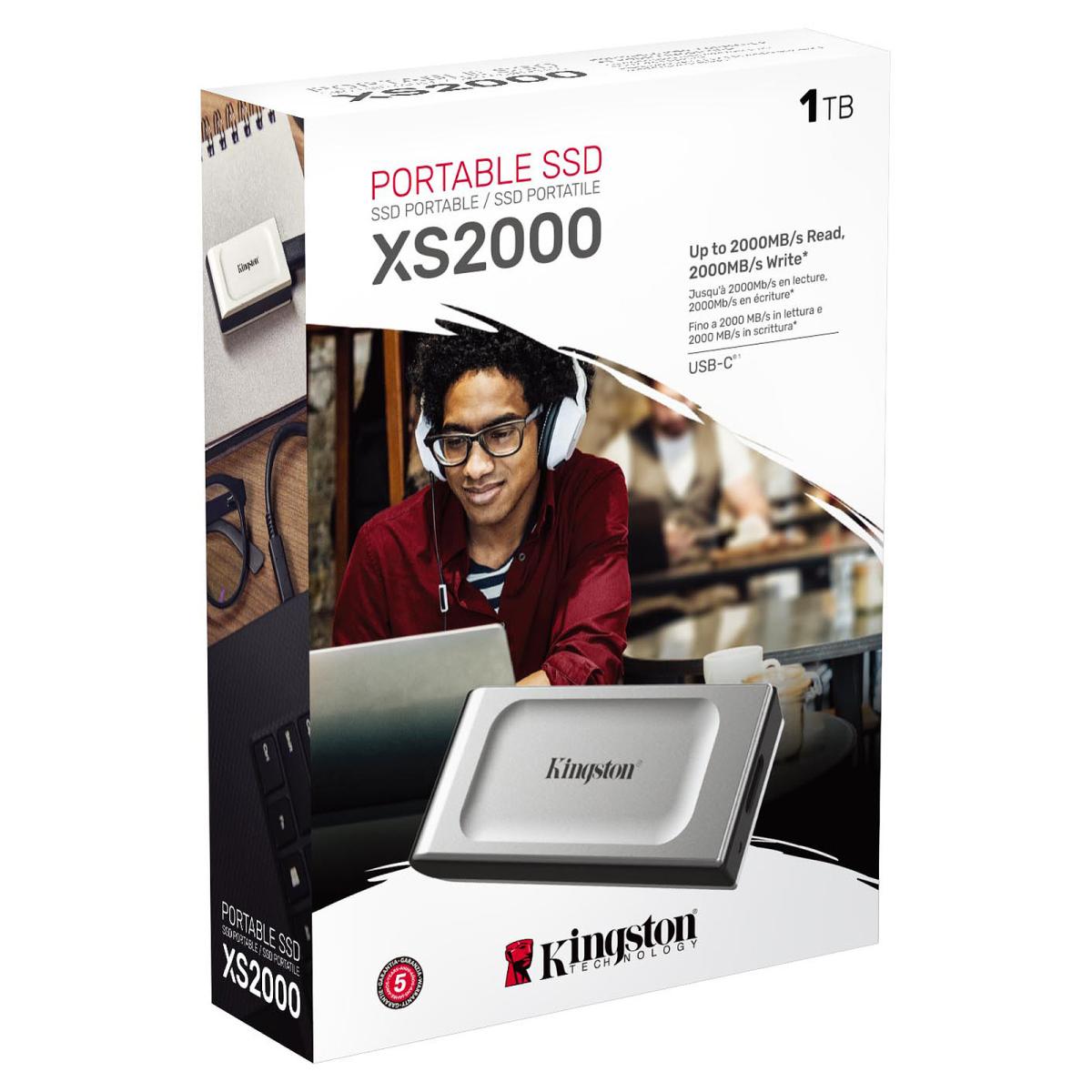Kingston XS2000 1TB USB Type-C Portable External Solid State Drive (SSD) Up to 2000MB/s Read & Write