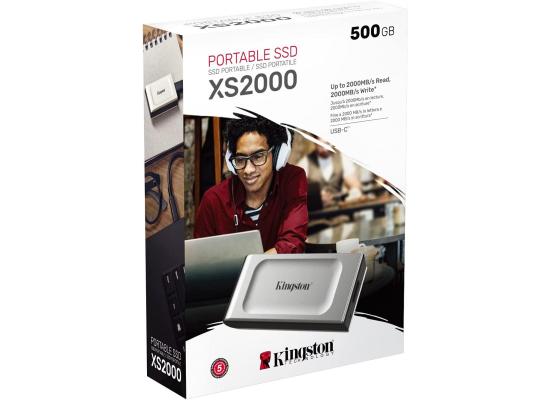 Kingston XS2000 500GB USB Type-C Portable External Solid State Drive (SSD) Up to 2000MB/s Read & Write