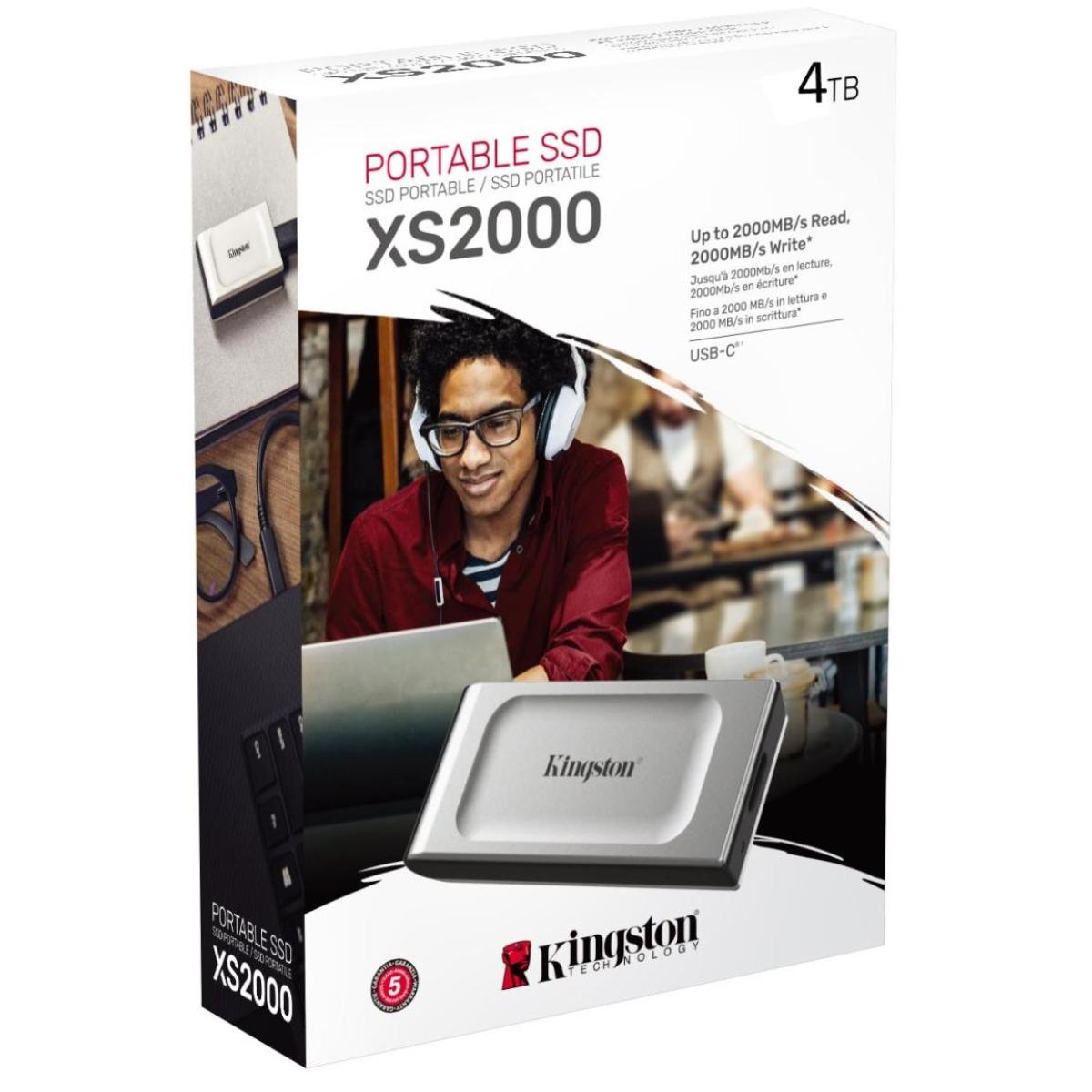 Kingston XS2000 4TB USB Type-C Portable External Solid State Drive (SSD) Up to 2000MB/s Read & Write