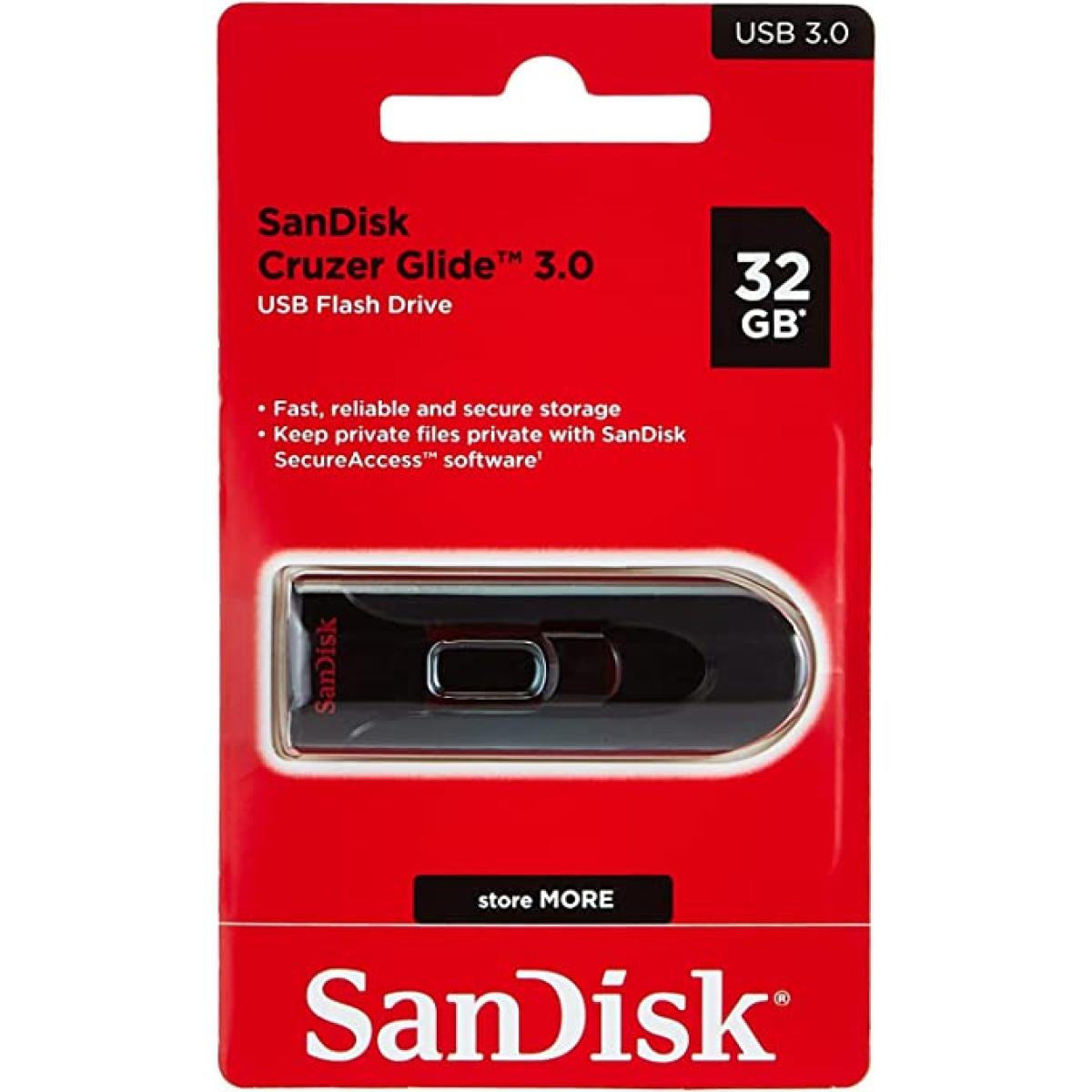 SanDisk Cruzer Glide USB 3.0 Fast & Secure Flash Drive - 32GB
