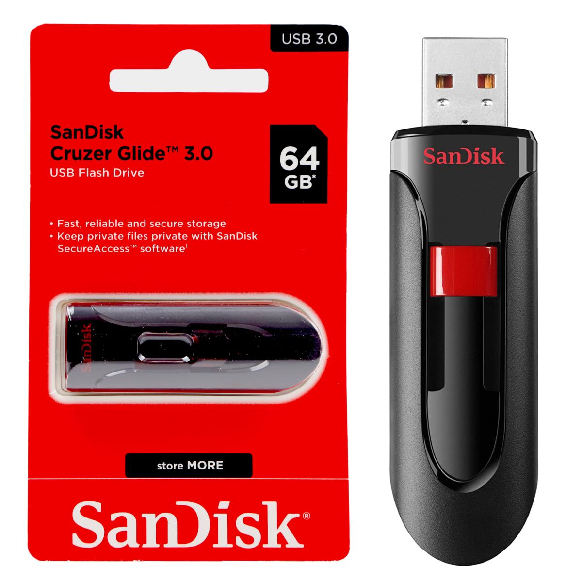 SanDisk Cruzer Glide USB 3.0 Fast & Secure Flash Drive - 64GB