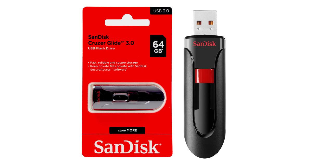 SanDisk Cruzer Glide USB 3.0 Fast & Flash Drive - 64GB | SanDisk 64GB | OS | Jordan