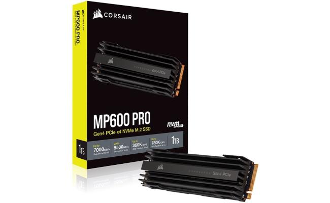 Corsair MP600 PRO 1TB Gen4 PCIe 4.0 NVMe M.2 SSD, 3D TLC NAND w/ Built In HeatSpreader  - Sequential Read/Write (7000/5500 MB/s)