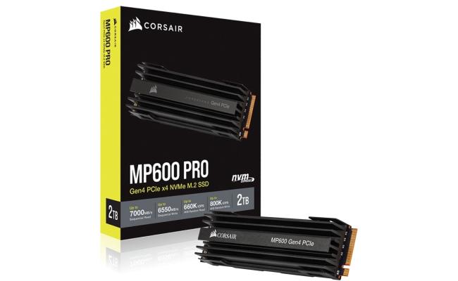 Corsair MP600 PRO 2TB Gen4 PCIe 4.0 NVMe M.2 SSD, 3D TLC NAND w/ Built In HeatSpreader  - Sequential Read/Write (7000/6550 MB/s)