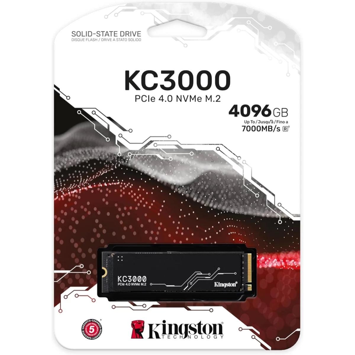 Kingston KC3000 4TB PCIe 4.0 NVMe M.2 SSD-Sequential Read/Write (7000/6000 MB/s)