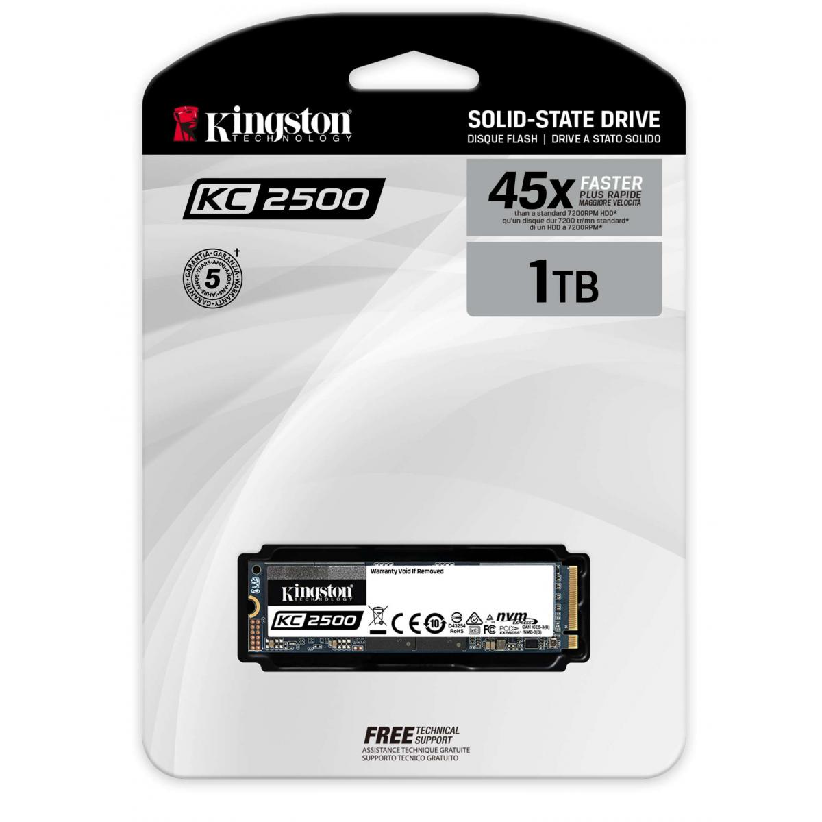Kingston KC2500 1TB M.2 Express PCIE NVMe™ Gen 3.0 x 4 Lanes 3500MB/s read, 2,900MB/s write (45X Faster)