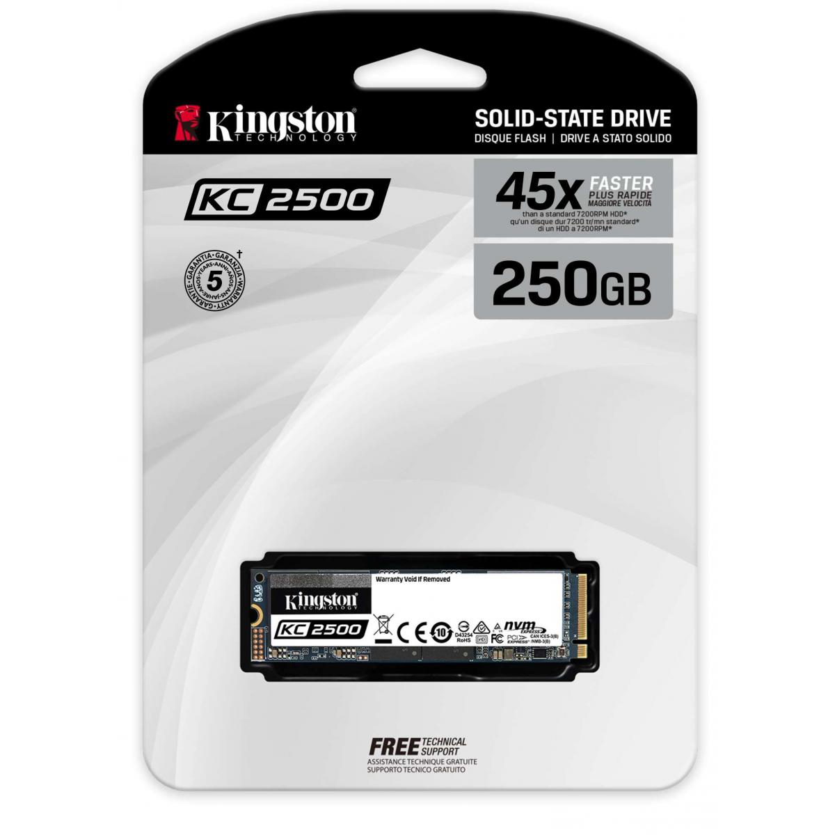 Kingston KC2500 250GB M.2 Express PCIE NVMe™ Gen 3.0 x 4 Lanes 3500MB/s read, 1200MB/s write (45X Faster)