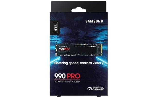 Samsung 990 PRO 4TB PCIe 4.0 NVMe M.2 SSD-Sequential Read/Write (7450/6900 MB/s)