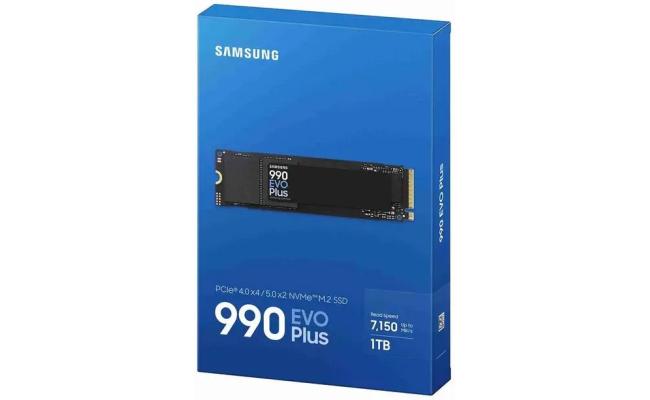 Samsung 990 EVO PLUS 1TB PCIe 4.0 NVMe M.2 SSD w/ Samsung V-NAND TLC Memory -Sequential Read/Write Up (7150/6300 MB/s)