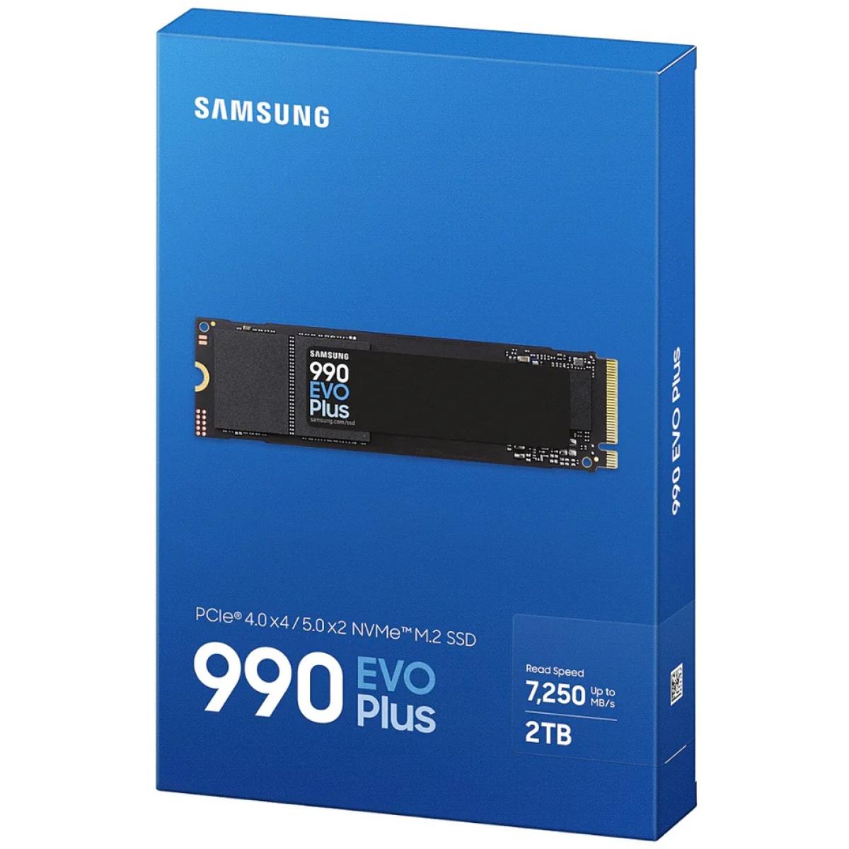 Samsung 990 EVO PLUS 2TB PCIe 4.0 NVMe M.2 SSD w/ Samsung V-NAND TLC Memory -Sequential Read/Write Up (7250/6300 MB/s)