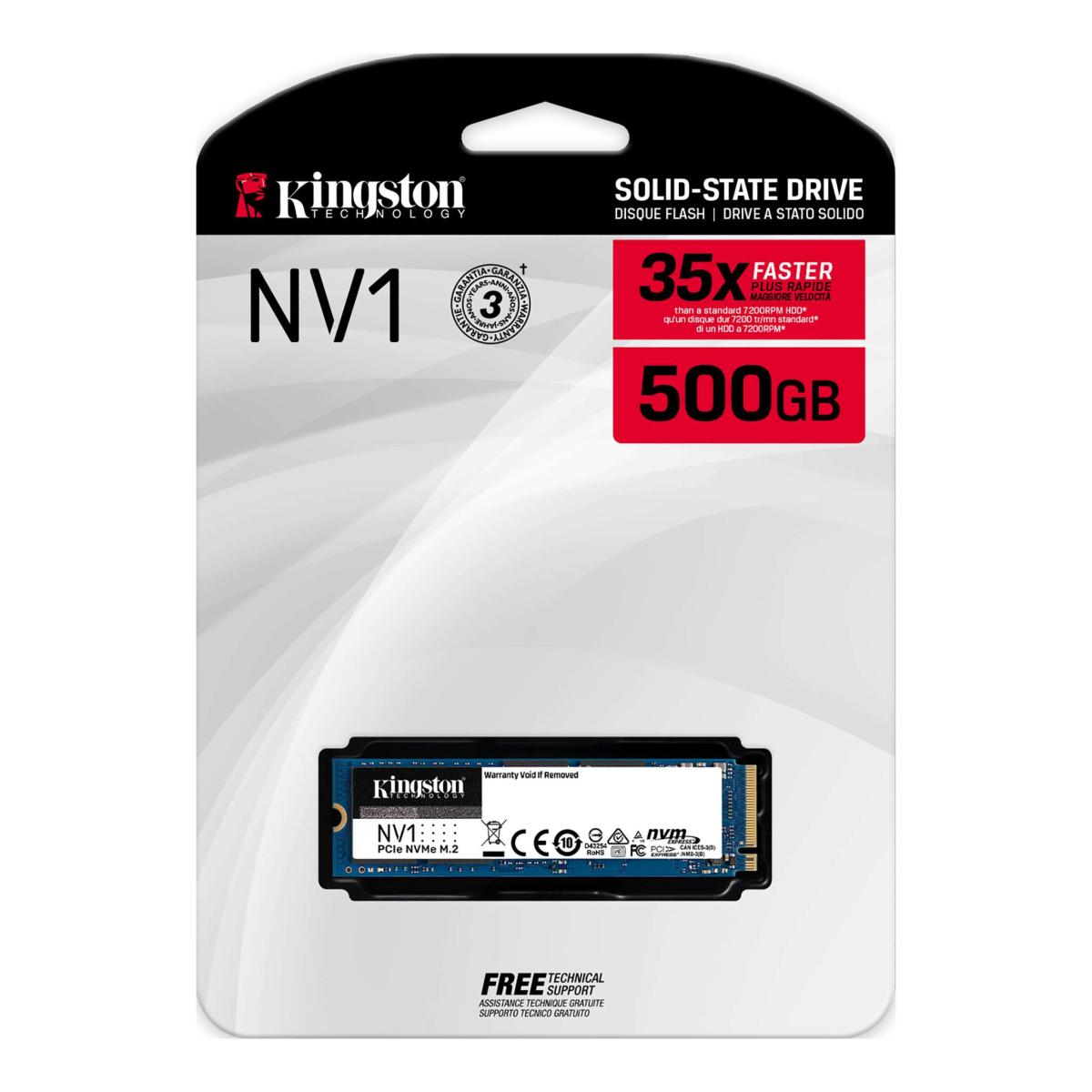Kingston NV1 500GB M.2 NVMe PCIe SSD Ideal for laptops & Small Form Factor PCs