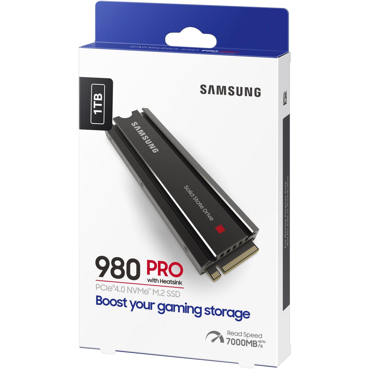 SAMSUNG 980 PRO SSD w/ HeatSink 1TB PCIe 4.0 M.2 NVMe Read/Write Up To 7,000/5,100 MB/s