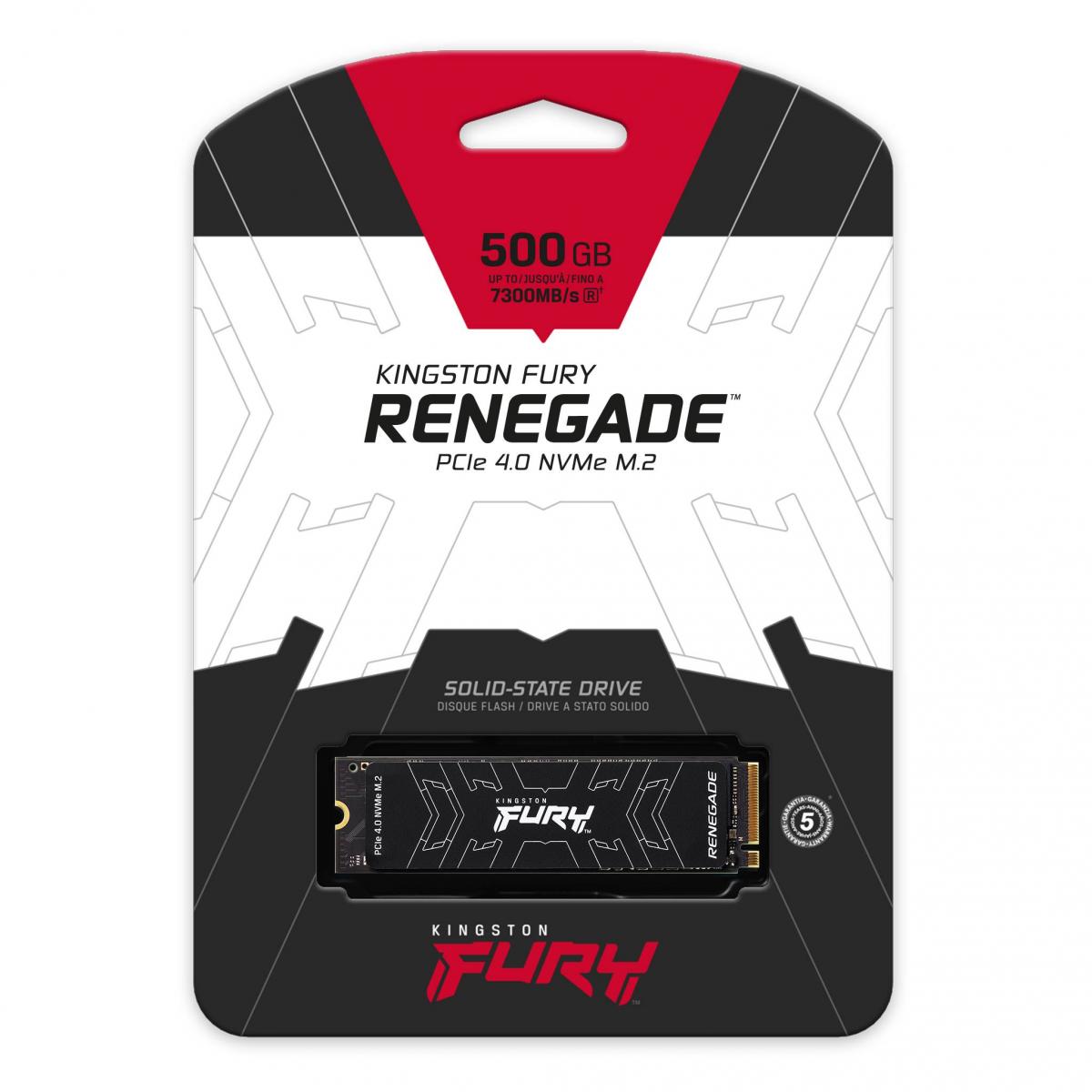 Kingston FURY Renegade 500GB PCIe 4.0 NVMe M.2 SSD-Sequential Read/Write (7300/3900 MB/s)