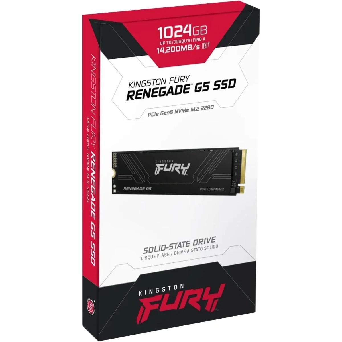 Kingston FURY Renegade G5 1TB PCIe 5.0 NVMe M.2 SSD-Sequential Read/Write (14200/11000 MB/s)