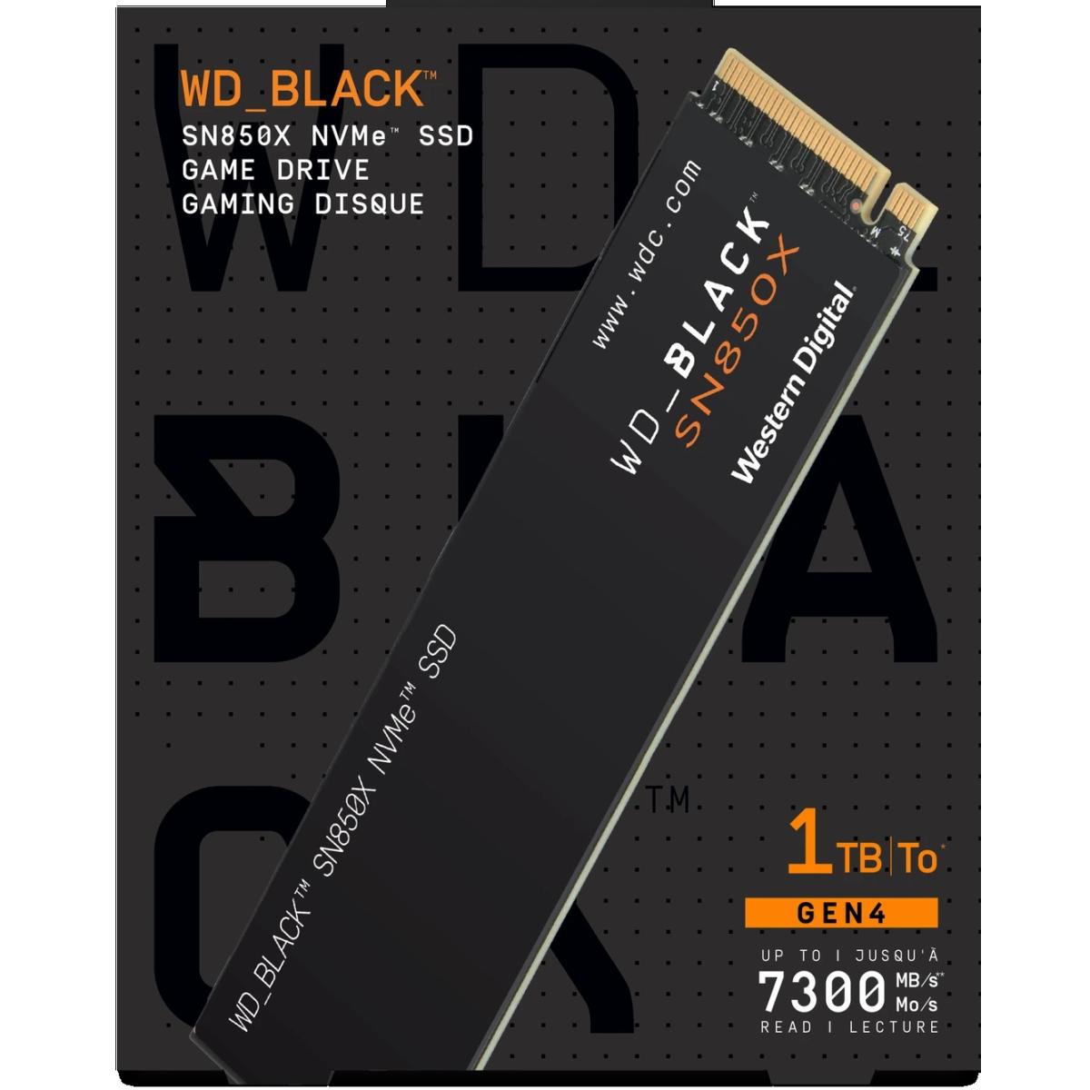 WD BLACK SN850X 1TB PCIe 4.0 NVMe M.2 SSD-Sequential Read/Write (7300/6300 MB/s)