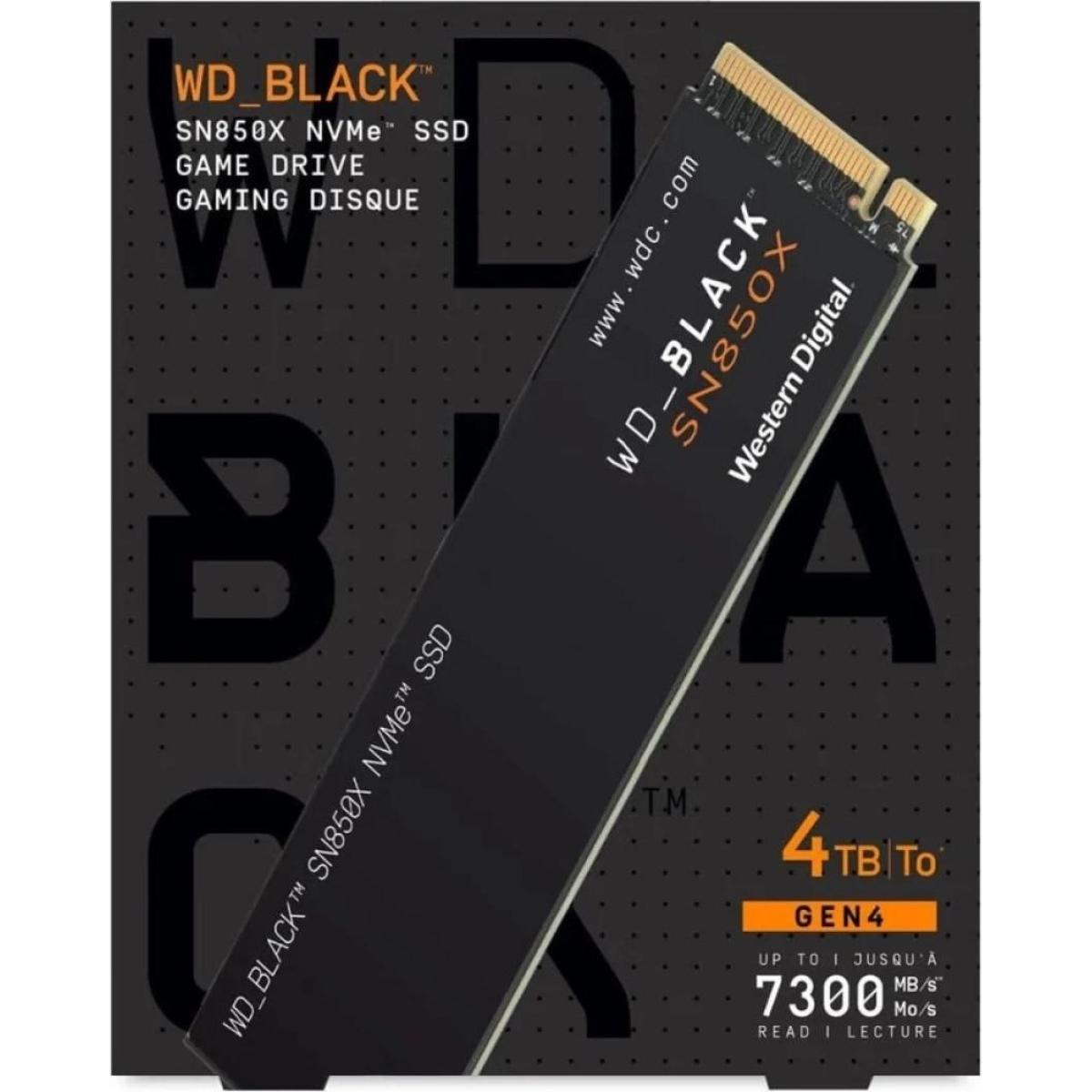 WD BLACK SN850X 4TB PCIe 4.0 NVMe M.2 SSD-Sequential Read/Write (7300/6600 MB/s)