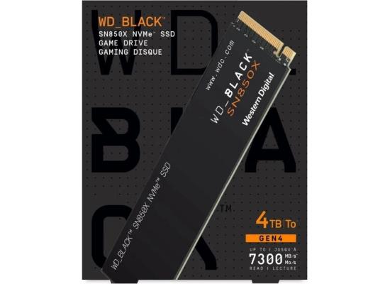 WD BLACK SN850X 4TB PCIe 4.0 NVMe M.2 SSD-Sequential Read/Write (7300/6600 MB/s)