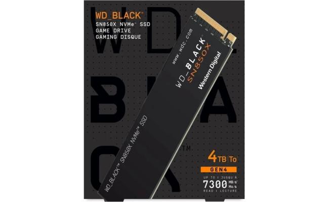 WD BLACK SN850X 4TB PCIe 4.0 NVMe M.2 SSD-Sequential Read/Write (7300/6600 MB/s)