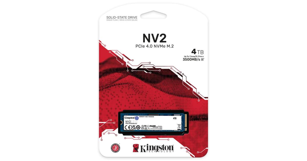 Kingston NV2 4TB M.2 NVMe PCIe 4.0, GEN 4 SSD Up To 3500/2100 MB/s