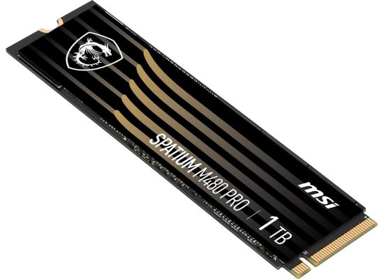 MSI SPATIUM M480 PRO 1TB Gen4 PCIe 4.0 NVMe M.2 SSD, 3D NAND - Sequential Read/Write (7400/6000 MB/s)